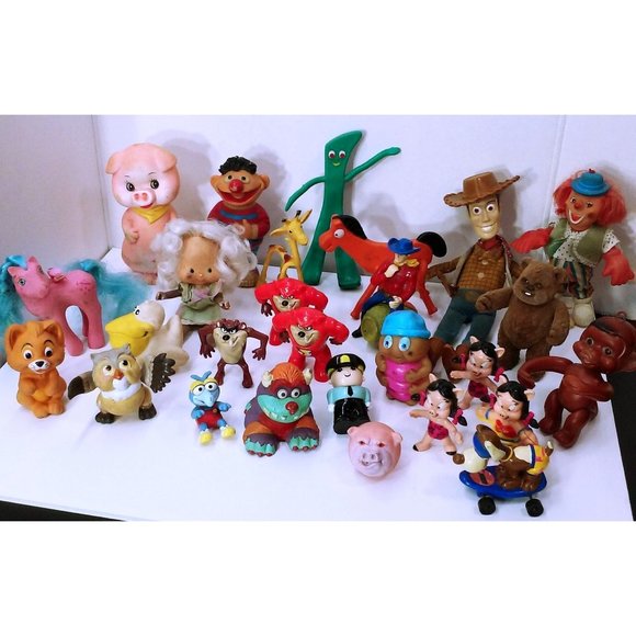 Lot of 27 Vintage 70s-80s Toys Assorted Karcher Monster Ernie Lil Pony Taz Smurf - Picture 1 of 12
